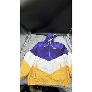 Members Only Sport Windbreaker Jacket L Purple Yellow 1975 Hooded Colorblock